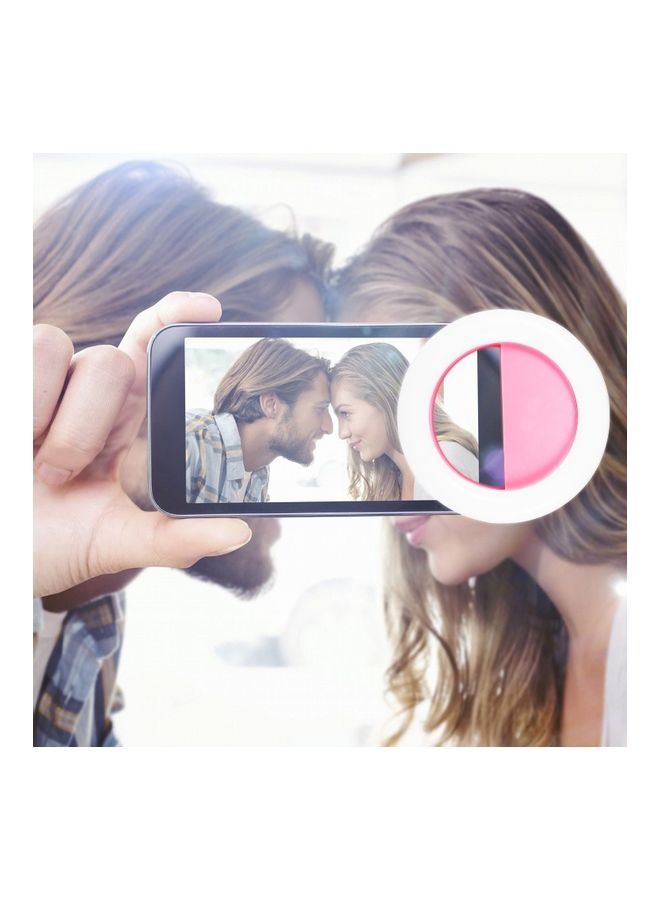 LED Ring Light Clip-on 3 Level Brightness White/Pink - Image 4