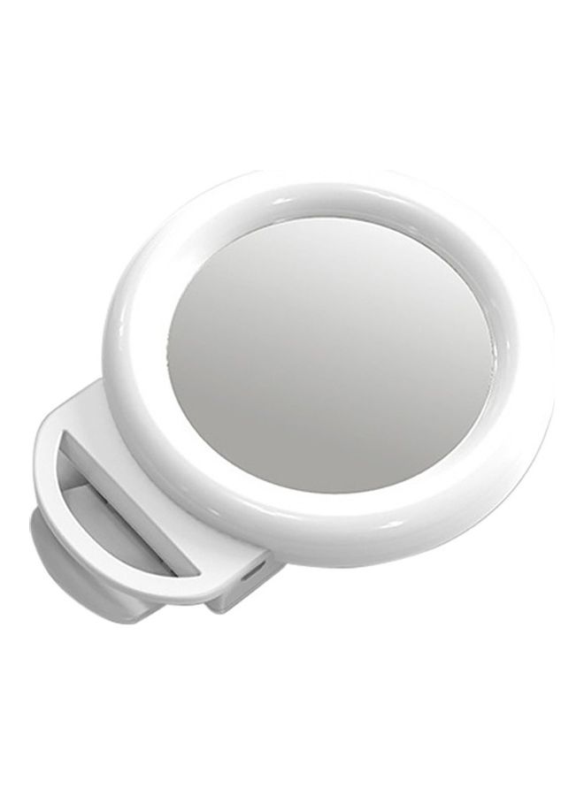 مصباح حلقي صغير للهاتف الذكي بإضاءة متعددة الألوان RGB مزود بمرآة أبيض/رمادي - Image 1