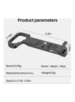 UURIG Camera L-Shape Bracket Metal Extension Plate with Screw Holes Black  - Image 5