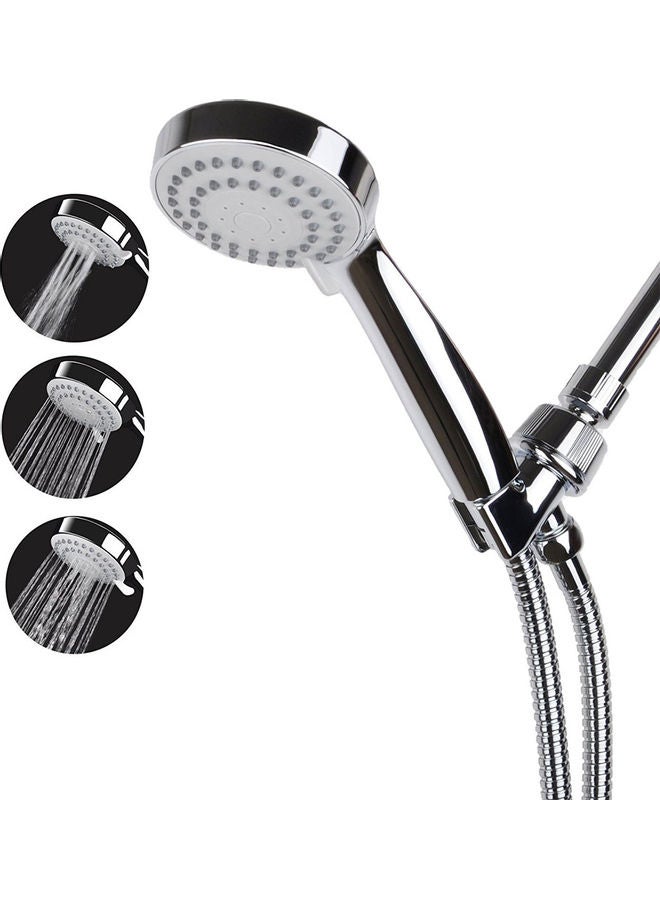 Handheld Shower Head 3 Spray Settings With Hose Silver 25.50x5.80x11.80cm - Image 1