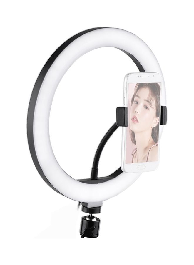 3-Mode LED Ring Light with Mini Ball Head and Phone Holder White/Black - Image 5