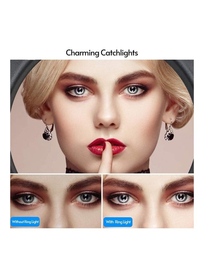 3-Mode LED Ring Light with Ballhead Adapter Phone Holder White/Black - Image 3