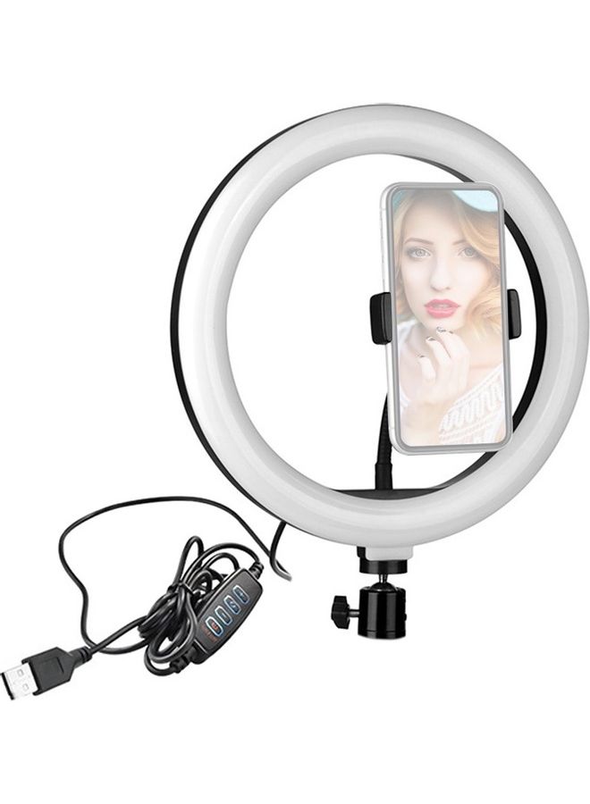 Dimmable Tabletop LED Ring Light Kit with Mini Ball Head White/Black - Image 2