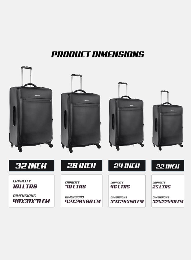 بارا جون طقم حقائب سفر بعجلات دوارة للأمتعة مكون من 4 قطع أسود - Image 4