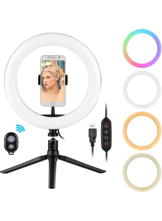 مصباح حلقي LED بإضاءة متعددة الألوان RGB مع حامل ثلاثي القوائم متعدد الألوان - Image 3