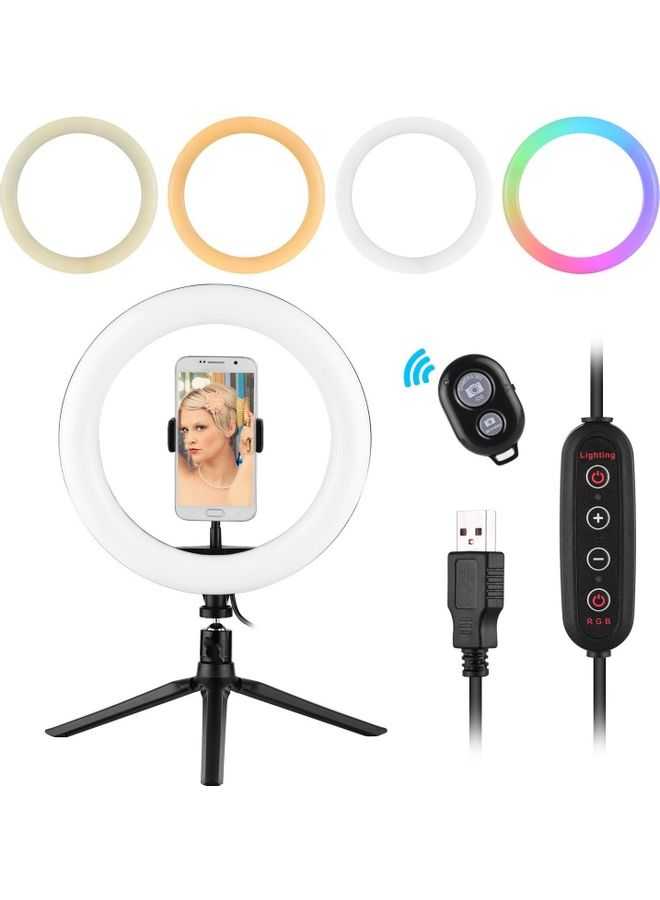 مصباح حلقي LED بإضاءة متعددة الألوان RGB مع حامل ثلاثي القوائم متعدد الألوان - Image 4