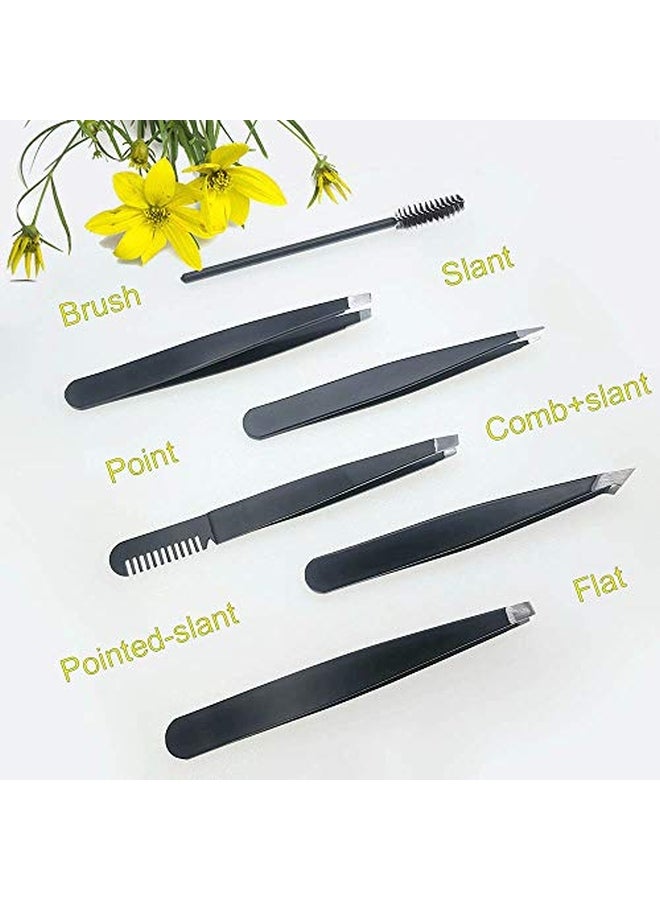 Generic 6-Piece Eyebrow Tweezers Set Black  - Image 1
