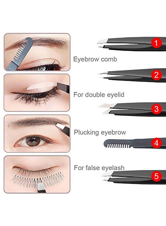 Generic 6-Piece Eyebrow Tweezers Set Black  - Image 3