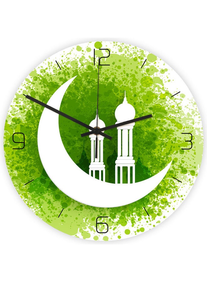 ساعة حائط بتصميم رمضان المبهج أخضر/أبيض  - Image 1