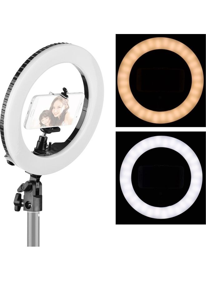 Generic - LED Ring Light with Cell Phone Holder 28W White/Black - Image 1