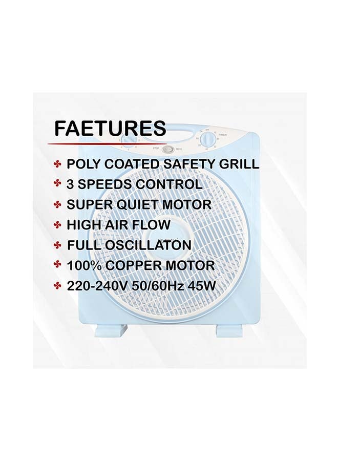 Flexy 13 Inches Compact 3 Speed Rotating Box Fan With Timer FB1717F5 Blue - Image 2