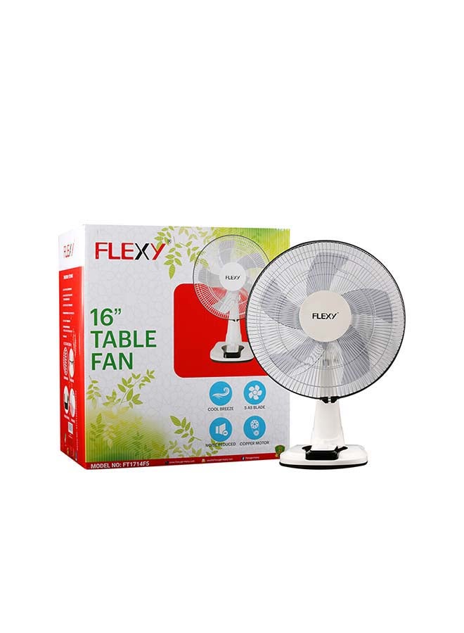 Flexy - 16 Inches 5 Leaf 3 Speed Rotating Table Fan FT1714F5 White - Image 1