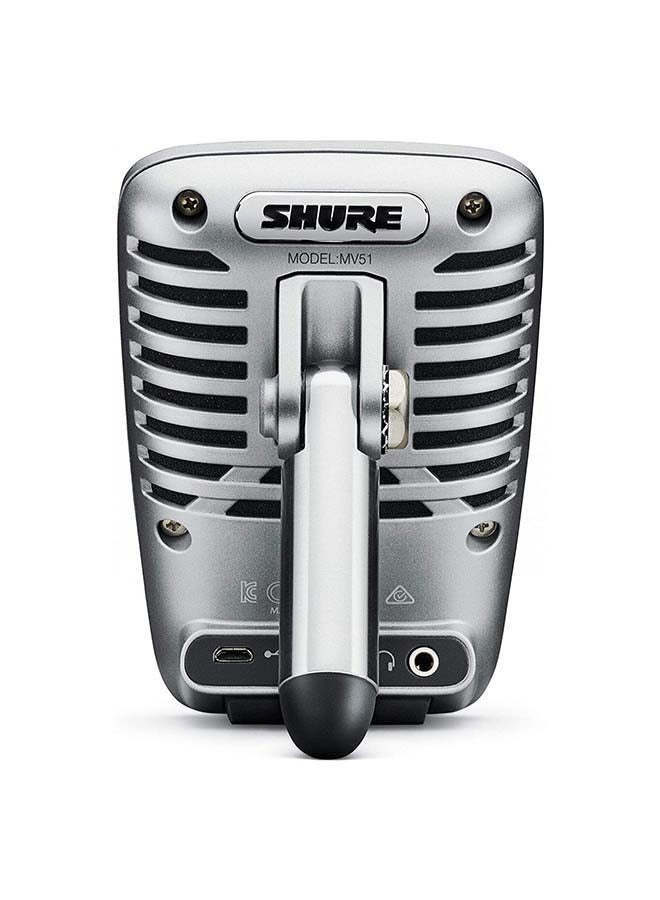 Shure - Digital Large-Diaphragm Condenser Microphone + USB, Lightning And USB-C Cable MV51-DIG Silver - Image 1