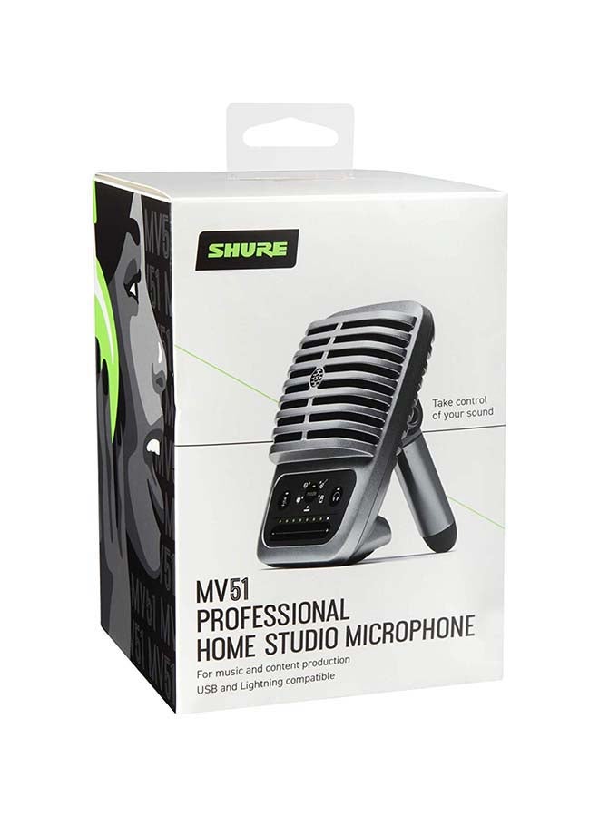 Shure - Digital Large-Diaphragm Condenser Microphone + USB, Lightning And USB-C Cable MV51-DIG Silver - Image 1