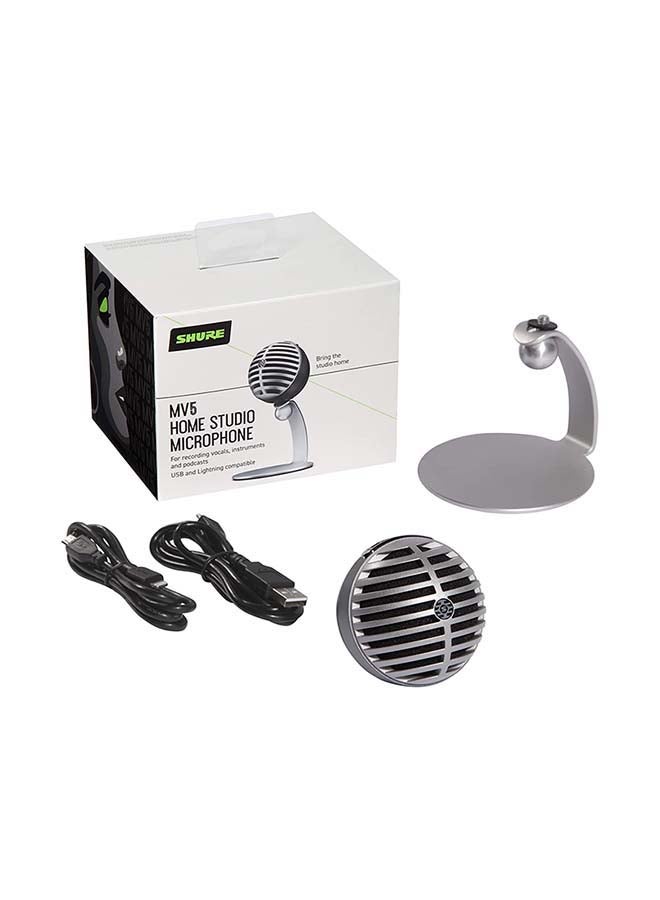 Shure - Digital Condenser Microphone With USB And Lightning Cable MV5-DIG Gray - Image 1