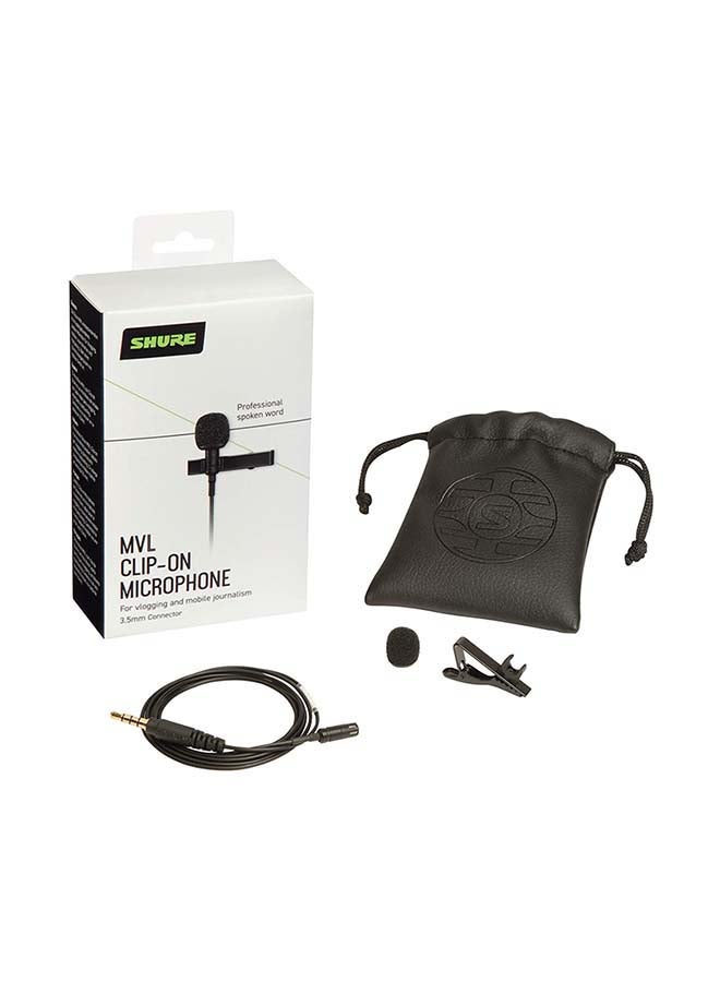 Shure Omnidirectional Condenser Lavalier Microphone MVL-3.5MM Black  - Image 3