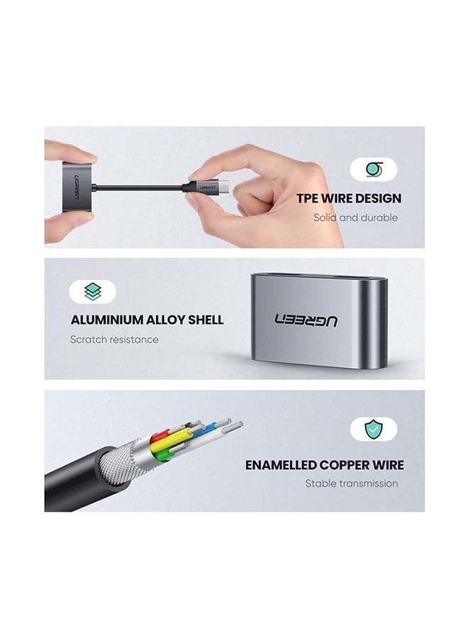 Ugreen - Type C Earphone Stereo Audio Adaptor Silver - Image 1