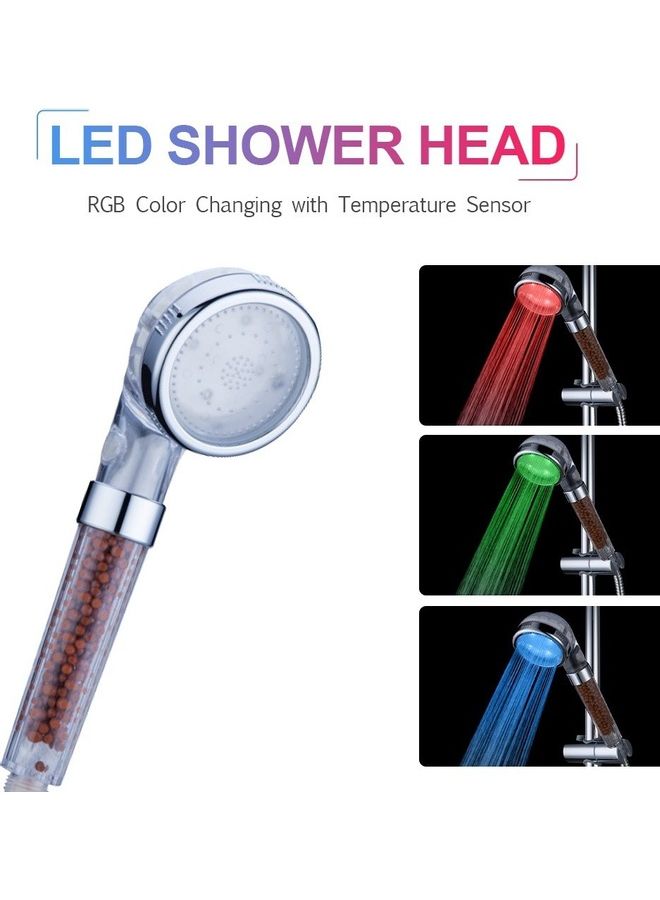 ED Shower Head Ionic Filter Automatically Color-Changing Multicolour