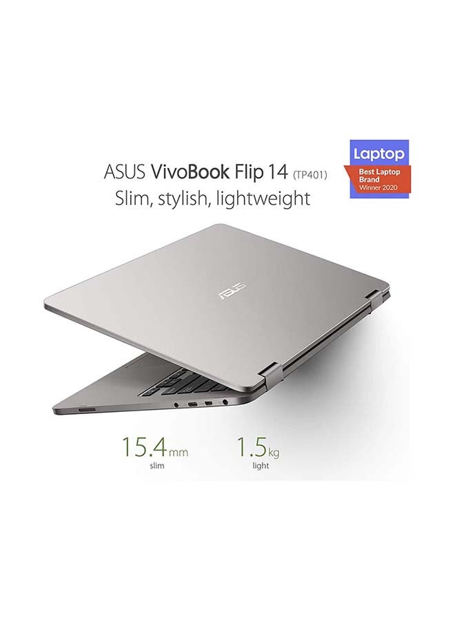 ASUS - VivoBook Flip 14 TP401M-EC32ET Laptop With 14-Inch FHD Display, Celeron N4020 Processor/4GB RAM/128 eMMC/Intel UHD Graphics 600 English/Arabic Light Grey - Image 1