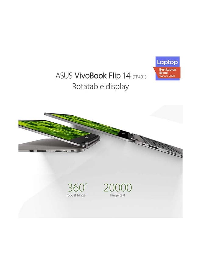 ASUS - VivoBook Flip 14 TP401M-EC32ET Laptop With 14-Inch FHD Display, Celeron N4020 Processor/4GB RAM/128 eMMC/Intel UHD Graphics 600 English/Arabic Light Grey - Image 1