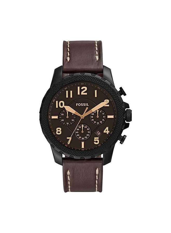 FOSSIL Men's Bowman Round Shape Leather Band Chronograph Wrist Watch 22 mm - Brown - FS5601  - Image 1