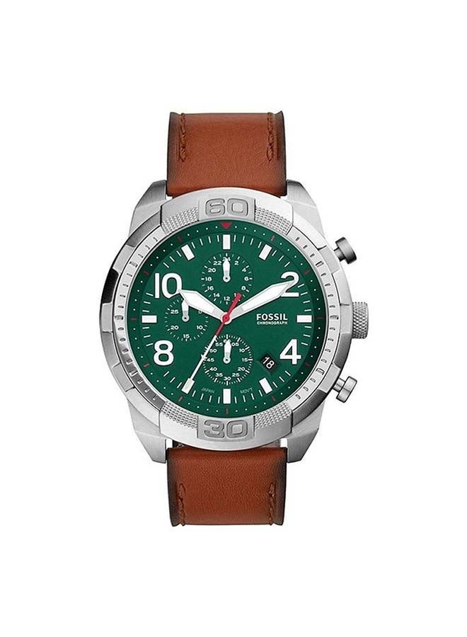 FOSSIL Men's Bronson Round Shape Leather Band Chronograph Wrist Watch - Brown - FS5738  - Image 1