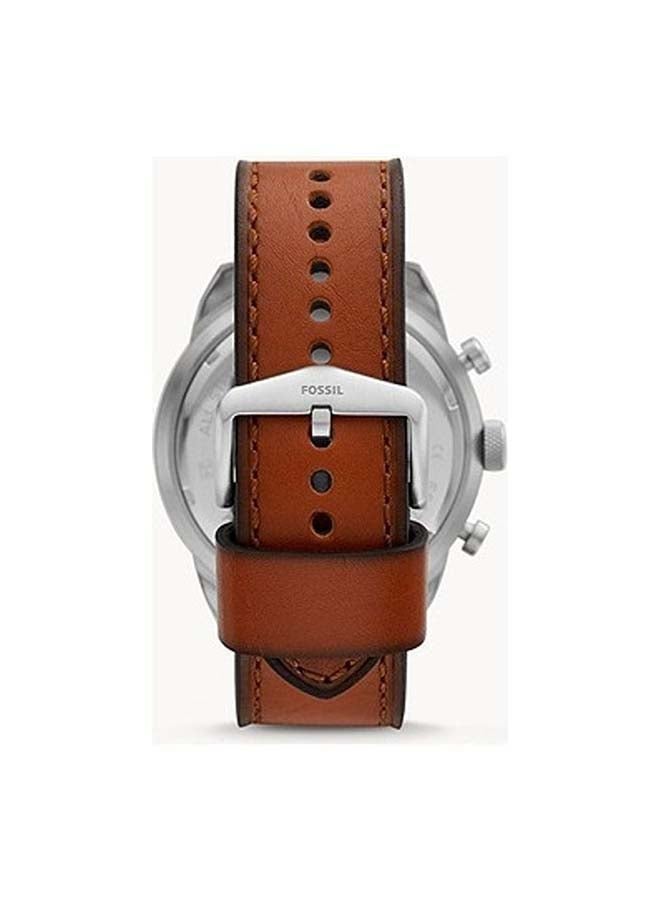 FOSSIL Men's Bronson Round Shape Leather Band Chronograph Wrist Watch - Brown - FS5738  - Image 2