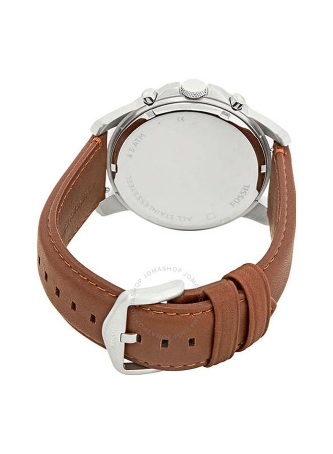 FOSSIL Men's Bronson Round Shape Leather Band Chronograph Wrist Watch - Brown - FS5738  - Image 3