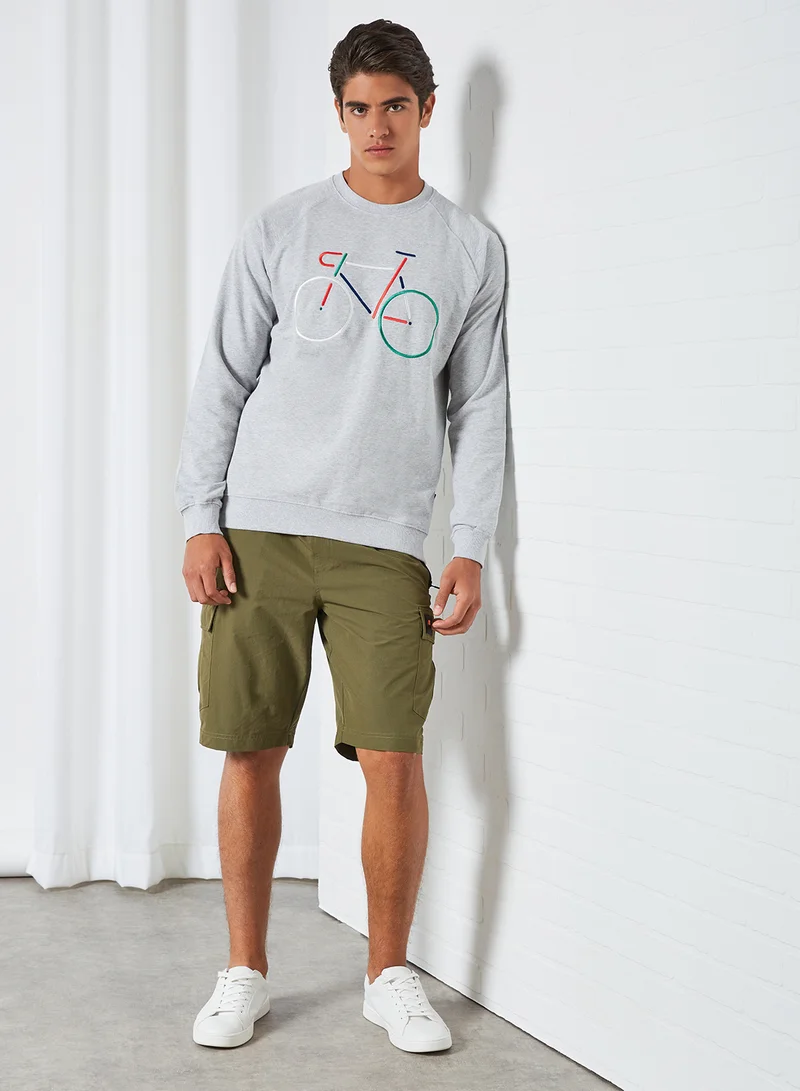DEDICATED Cycle Graphic Print Sweatshirt Grey Melange
