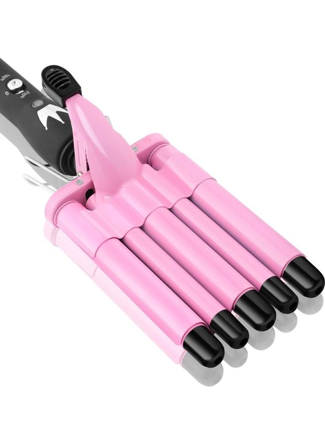 Rock Pow 5-Barrel Curling Iron Wand Hair Crimper Pink/Black  - Image 1