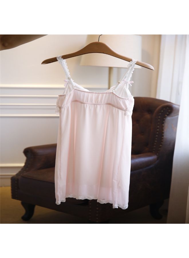 هالامودو ثوب نوم بتفاصيل من الدانتيل وردي - Image 2