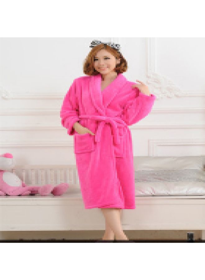 HALAMODO Flannel Belted Robe Pink  - Image 2
