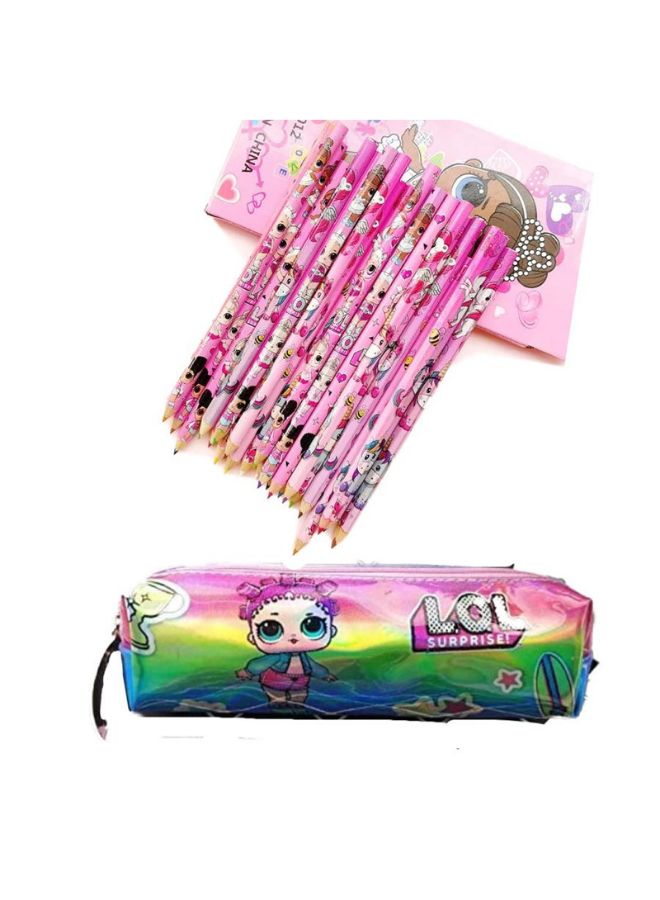 Miracle Empire 12-Piece Coloured Pencil And Pouch Set Multicolour - Image 1