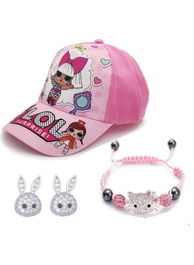 Miracle Empire Lol Surprise Printed Cap With Rope Bracelet And Studs Pink  - Image 1