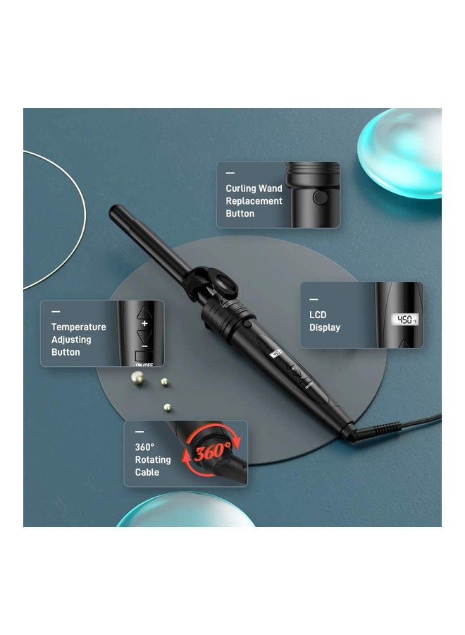 Rock Pow - 6 in 1 Curling Iron Curing Wand Set with Protective Glove Black - Image 1