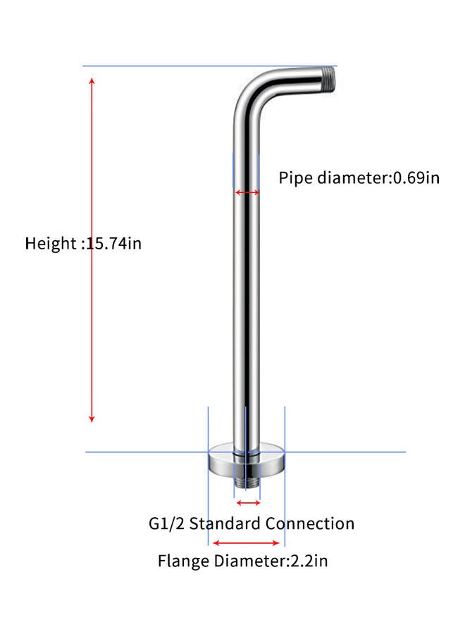 Generic - L-Shaped Shower Arm Extension Silver 15.74x0.69x2.2inch - Image 1