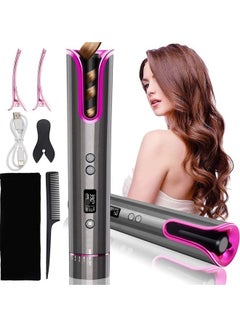 Automatic LCD Display Timer Curling Iron Set with Accessories Multicolour