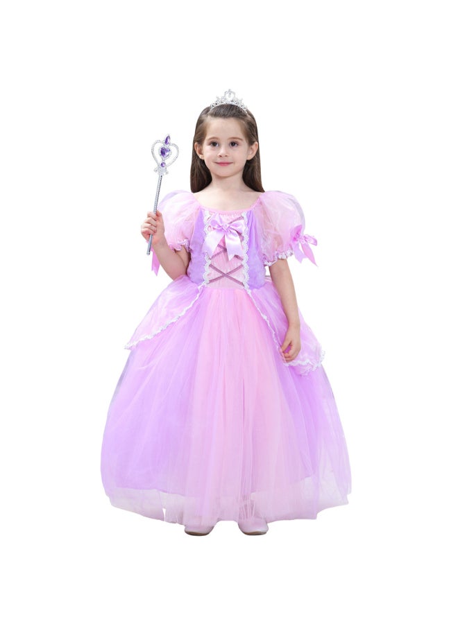 HALAMODO Princess Puff Sleeve Dress Pink/Purple  - Image 1