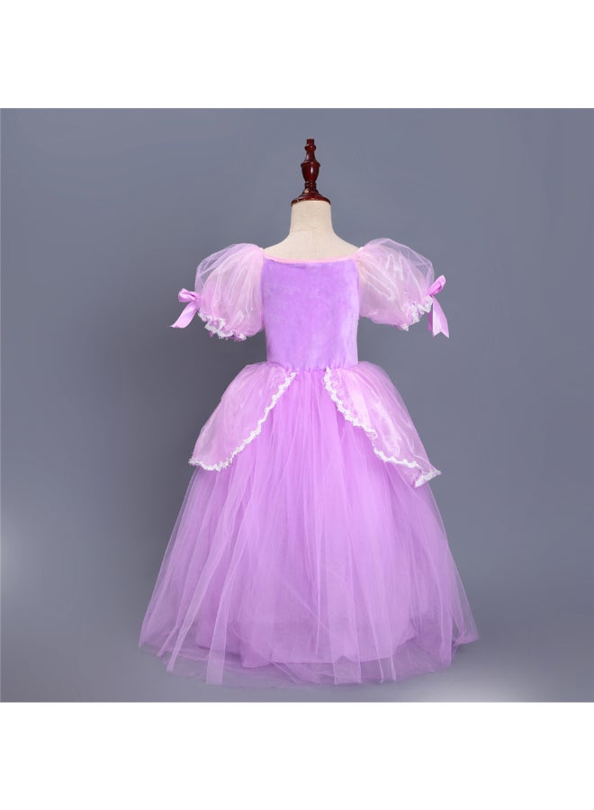 HALAMODO Princess Puff Sleeve Dress Pink/Purple  - Image 2