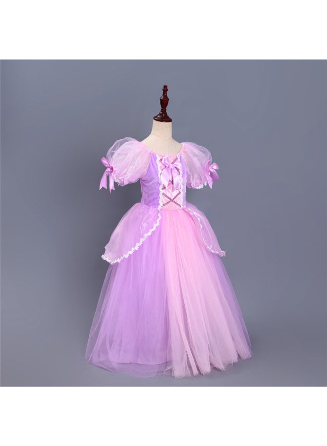 HALAMODO Princess Puff Sleeve Dress Pink/Purple  - Image 3