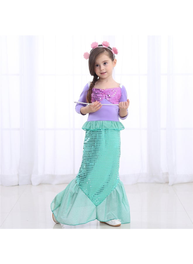 HALAMODO Stylish Mermaid Maxi Dress Purple/Green  - Image 1
