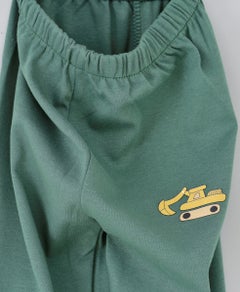 babyqlo Solid Pattern Mid-Rise Joggers Green/Yellow  - Image 4