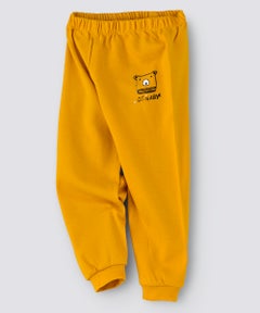 babyqlo Solid Pattern Mid-Rise Joggers Yellow  - Image 3