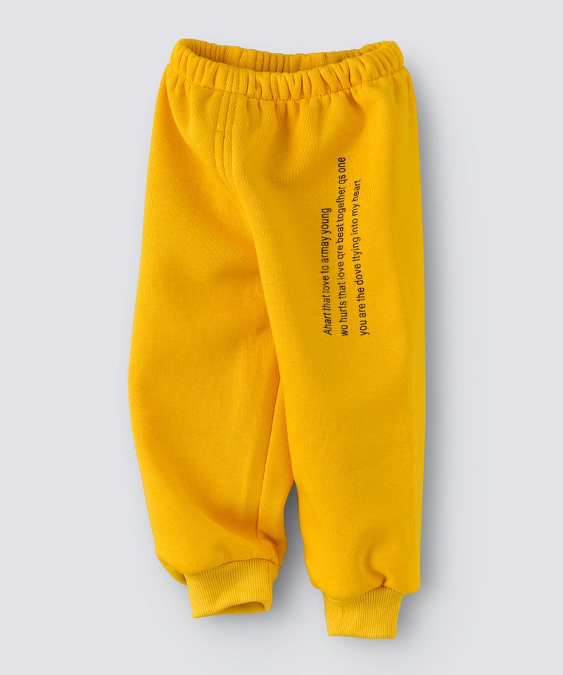 babyqlo - Slogan Printed Mid-Rise Joggers Yellow - Image 1