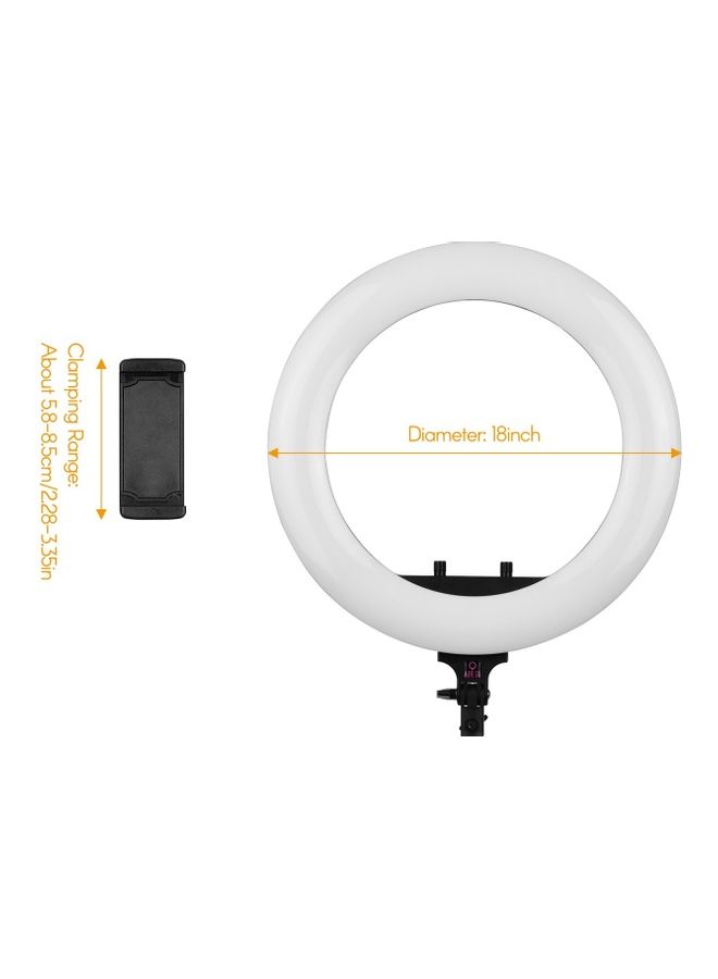 حلقة إضاءة LED مع جهاز تحكم عن بعد مع 3 مشابك للموبايل أبيض/أسود - Image 3