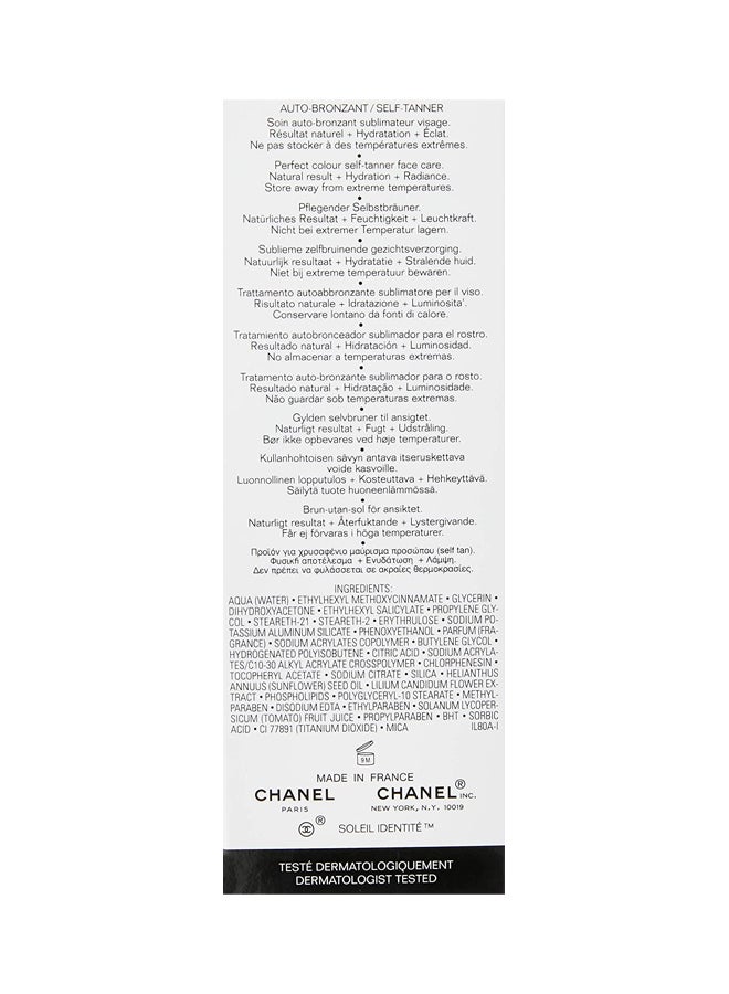 CHANEL - Soleil Identite Perfect Colour Face Self Tanner SPF 8 - Intense (Bronze) White 50ml - Image 1