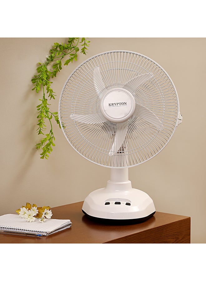KRYPTON - 12 Inch Rechargeable Oscillating Fan With LED Night Light, Powerful Motor, 3 Speed, 6 Hours Continuous Working KNF6065 White - Image 1