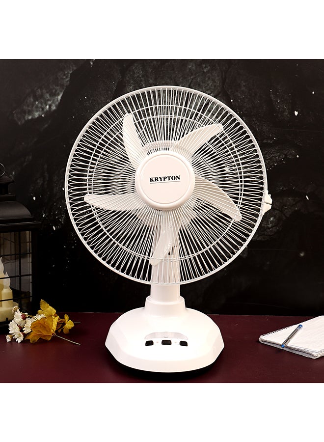 KRYPTON - 12 Inch Rechargeable Oscillating Fan With LED Night Light, Powerful Motor, 3 Speed, 6 Hours Continuous Working KNF6065 White - Image 1