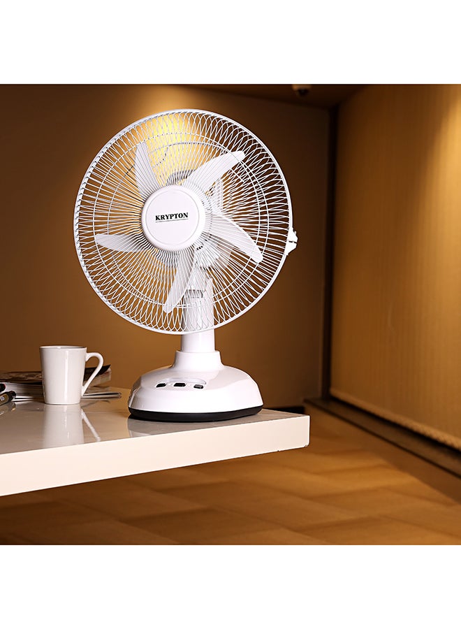 KRYPTON - 12 Inch Rechargeable Oscillating Fan With LED Night Light, Powerful Motor, 3 Speed, 6 Hours Continuous Working KNF6065 White - Image 1