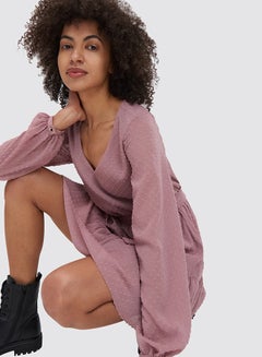 Mohito Plumeti Belted Dress Dusty Rose  - Image 3